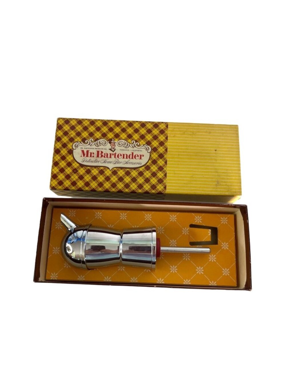 Vintage Mr. Bartender Wine Bottle Pourer Cork Stainless Steel Original Box